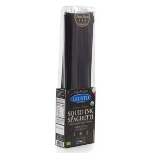 Giusto Sapore Imported Artisanal Squid Ink Spaghetti Italian Pasta, Organic Bronze Drawn, 340G