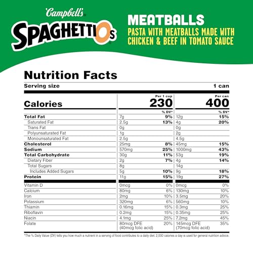 SpaghettiOs Canned Pasta with Meatballs, 15.6 oz Can