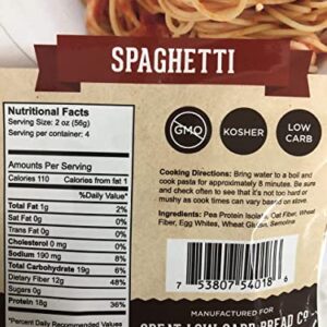 Low Carb Pasta, Keto Pasta, Great Low Carb Bread Company, Non GMO, Spaghetti Pasta 8 oz.