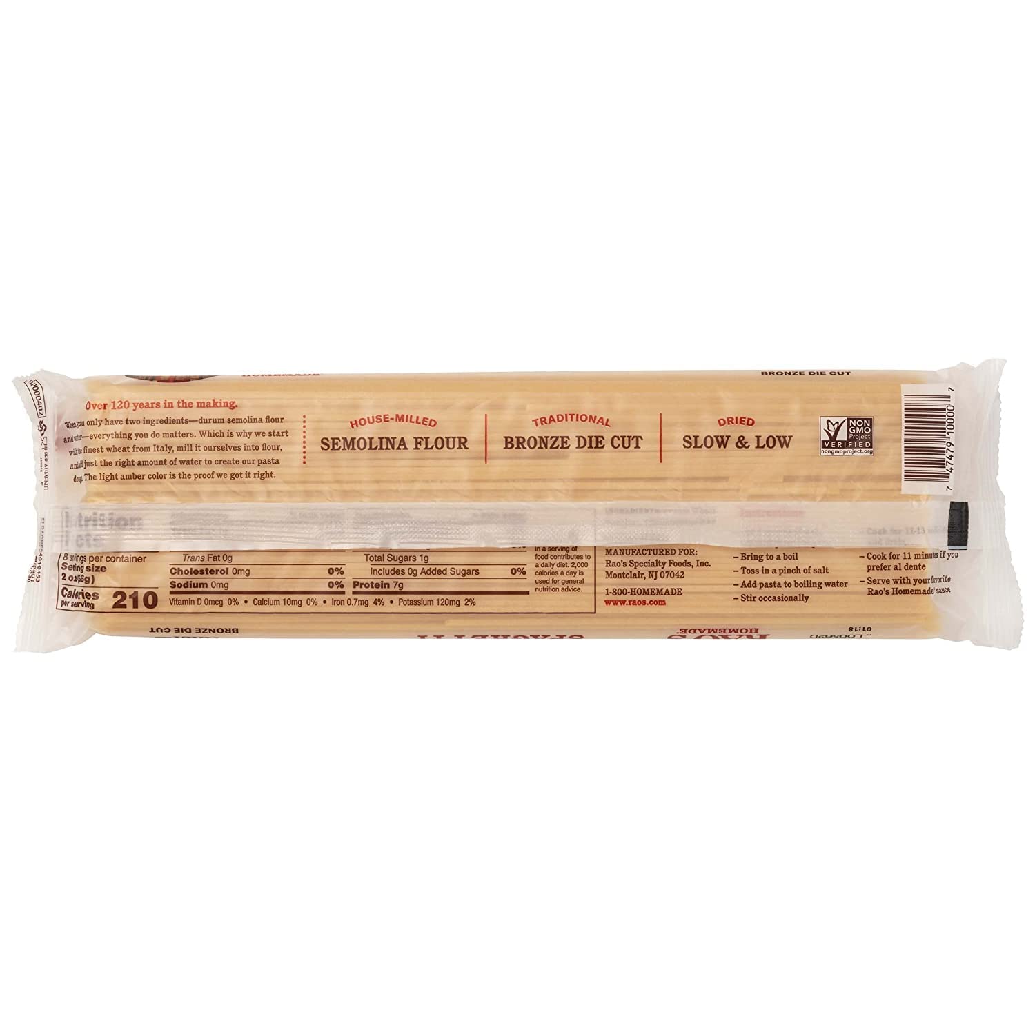 Rao's Homemade Premium, Traditionally Crafted Spaghetti 16oz 454g (Two Bags)