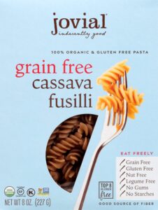 jovial grain-free cassava fusilli - fusilli organic, gluten free pasta, fusilli pasta, cassava pasta, paleo pasta, grain-free, non-gmo, high-fiber - 8 oz, 1 pack