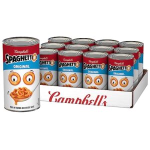 spaghettios original canned pasta, healthy snack for kids and adults, 22.4 oz can (pack of 12)