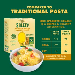 SOLELY Organic Dried Spaghetti Squash, 1.76 oz, Pack of 6 – Real Fresh Ingredients, Organic Pasta, Non-GMO, Vegan, Low Carb & Keto Friendly, Quick & Easy to Prepare, Vegetable Pasta