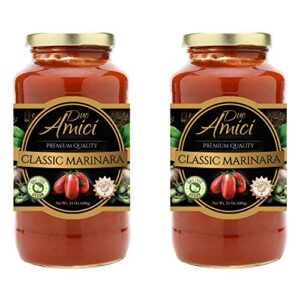 marinara pasta/spaghetti sauce by due amici - keto/vegan - pack of (2) - tomatoes imported from italy, no sugar added, low carb, low sodium, gluten free, no additives, non-gmo.