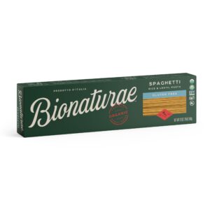 bionaturae spaghetti pasta noodles - gluten free spaghetti pasta, rice & lentil pasta, kosher, high protein, non-gmo, usda certified, gluten free spaghetti noodles, crafted in italy - 12 oz, 12 pack