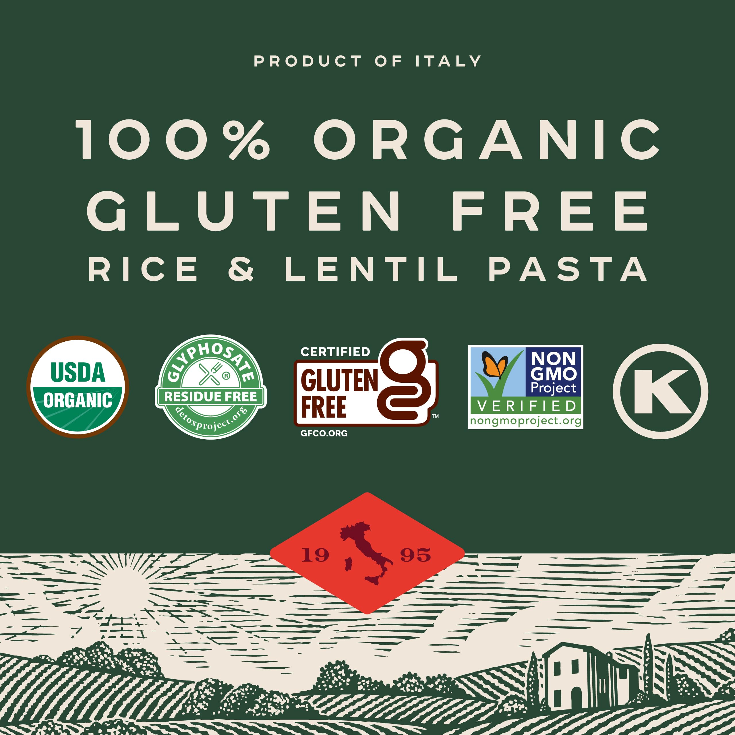 Bionaturae Spaghetti Pasta Noodles - Gluten Free Spaghetti Pasta, Rice & Lentil Pasta, Kosher, High Protein, Non-GMO, USDA Certified, Gluten Free Spaghetti Noodles, Crafted in Italy - 12 Oz, 12 Pack