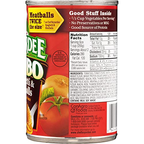 Chef Boyardee, Jumbo Spaghetti and Meatballs, 14.5 oz (411 g) (Pack of 8)