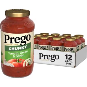 Prego Chunky Tomato with Garlic and Onion Pasta Sauce, 24 Oz Jar (Case of 12)