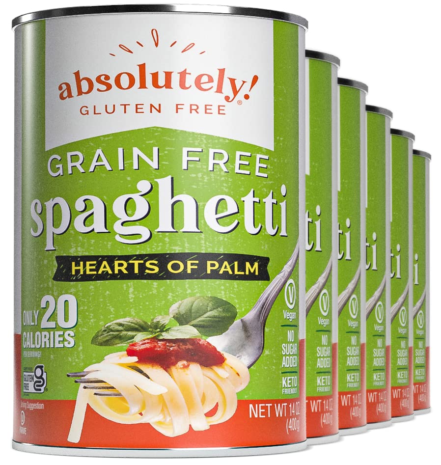 Absolutely Gluten Free Hearts of Palm Spaghetti, 14oz (6 Pack) | Low Carb, Natural & Healthy Pasta Alternative, Plant Based, Ready to Eat