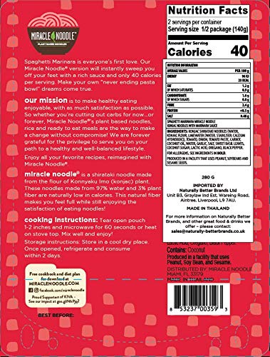 Miracle Noodle Ready-to-Eat Meal Spaghetti Marinara, 0.56 lb