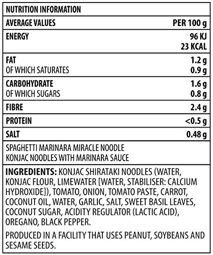 Miracle Noodle Ready-to-Eat Meal Spaghetti Marinara, 0.56 lb