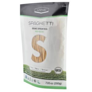 LIVIVA Organic Soybean Spaghetti, Plant-Based Protein Pasta, High in Fiber, Non-GMO, Gluten Free and Keto Certified, 7.05 Ounce (Pack of 6)