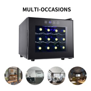 Wine Cooler Refrigerator 12 Bottle Freestanding Wine Cellar for White, Red, Champagne or Sparkling Wine,Compressor Wine Chiller Digital Temperature Control Fridge Glass Door