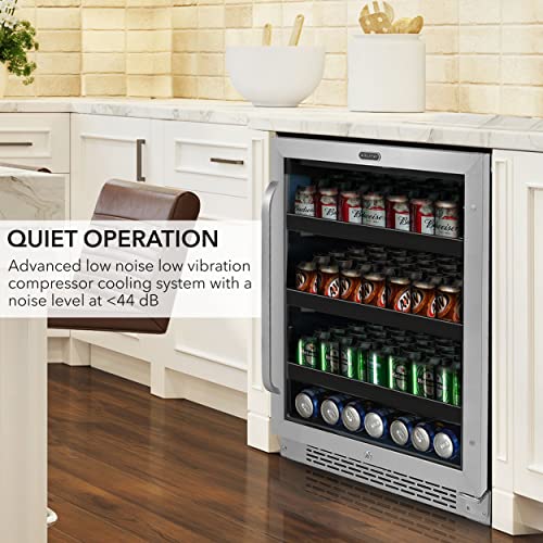 Whynter BBR-148SB Built-in 180 Can Undercounter Beverage Refrigerator with Reversible Door, Digital Control and Lock, 24-inch, Stainless Steel, 5 Cubic