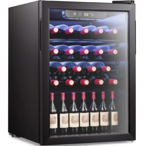 antarctic star 2.6 cu.ft 24 bottle wine cooler/cabinet mini beverage refrigerator cooler glass door for soda beer or wine small drink dispenser clear front for home, office or bar, black