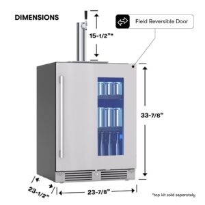 Zephyr Presrv™ 24" Stainless Steel Kegerator & Beverage Cooler - Indoor Refrigerator, Cellar Freestanding Fridge and Keg Beer Cooler - Compatible with Multiple Keg Configurations