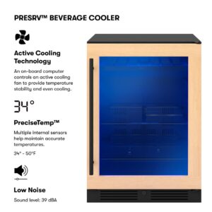 Zephyr Presrv Series 24 Inch Stainless Steel Freestanding or Built In Beverage Center 7 bottles, 108 12 oz cans (Door handle sold separately, and wood panel not included.)