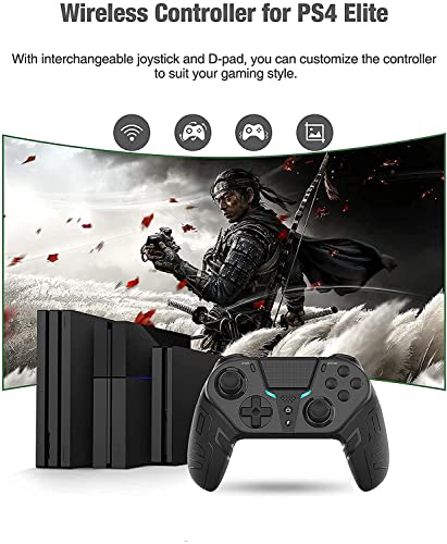 COWBOX 【2021 Upgraded Version】 Wireless P4 Controller with 3 Programmable Back Buttons and 1 Sensitivity-Control Back Button, Game Controller Remote with Turbo/Gyro/HD Dual Vibration/Touch Panel/LED