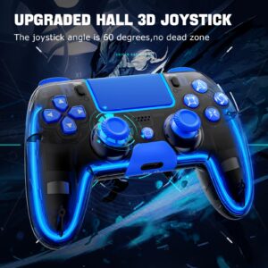 BRHE Wireless PS4Controller with Hall 3D Joysticks/RGB LED Lights/Programming Funtion,PS4Controller Remote Joystick Gamepad,Game Controller for PS4/Slim/Pro