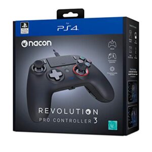 NACON PlayStation 4 Controller - Wired, USB-C, 4 Configurable Shortcut Buttons, Dual Concave Customizable Sticks, LED Player Status Indicator