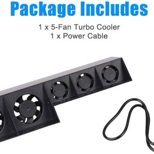 Linkhood Cooling Fan for PS4, USB External Cooler 5 Fan Turbo Temperature Control Cooling Fans for Sony Playstation 4 Gaming Console