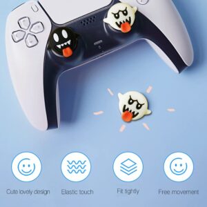 PERFECTSIGHT Halloween Skull Thumb Grip Caps for Playstation 4/5, PS5, PS4, Xbox Series X/S, Xbox One, Switch PRO Controller, 4PCS Kawaii Soft Rubber 3D Analog Thumbsticks Grips Joystick Cover