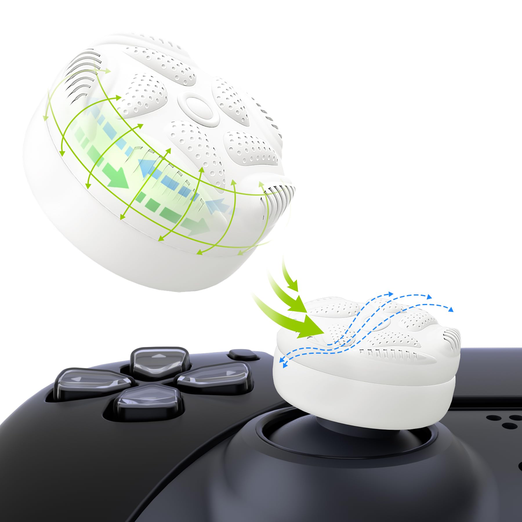 PlayVital Thumbs Cushion Caps Thumb Grips for ps5/4, Thumbstick Grip Cover for Xbox Series X/S, Thumb Grip Caps for Xbox One, Elite Series 2, for Switch Pro Controller - Raindrop Texture Design White