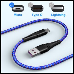 PS4 Controller Charging Cord 6 ft 2Pack Nylon Braided Extra Long Micro USB 2.0 High Speed Data Sync Cable Compatible for Playstaion 4, PS4 Slim/Pro, Xbox One S/X Controller, Android Phones(Blue)