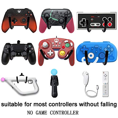 YYST Universal Game Controller Organizer Wall Rack Wall Mount Wall Clip Wall Hanger for Xbox One PS4 Switch Pro Game controller 4/PK - NO GAME CONTROLLER - No Falling