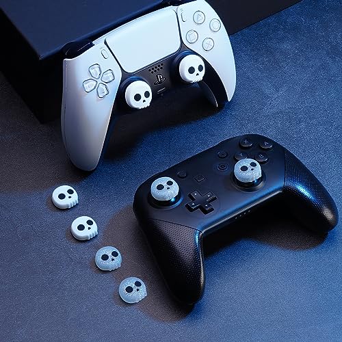 JINGDU Thumb Grip Caps for PS5/PS4 Controller,Switch Pro Controller,Xbox Series X/S, Silicone Joystick Caps Cover for PS5 Controller, Game Controller Accessories,4PCS Skull