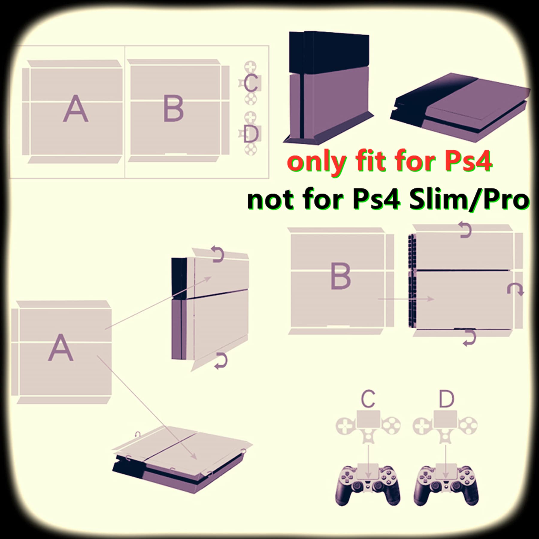 Decal Skin for Ps4, Whole Body Vinyl Sticker Cover for Playstation 4 Console and Controller (Include 4pcs Light Bar Stickers) (PS4, Marble Gold)