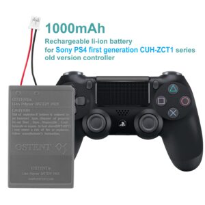 OSTENT 3.65V 1000mAh LIP1522 Rechargeable Li-ion Battery Pack for Sony PS4 Bluetooth Wireless Dual Shock Controller CUH-ZCT1 Series (CUH-ZCT1E/CUH-ZCT1U) First Generation Old Version Big Connector