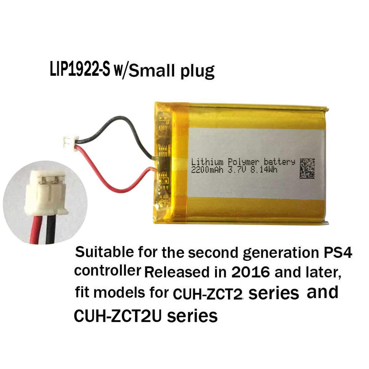 AOLIKES Cuh-zct2e Battery LIP1922-S 2200mAh for PS4 Pro Battery Replacement, for with Integrated Light Bar PS4 Slim Controller Battery Replace LIP1522 on Cuh-zct2u Series Controller PS4 V2 Battery