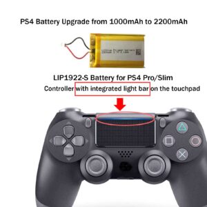 AOLIKES Cuh-zct2e Battery LIP1922-S 2200mAh for PS4 Pro Battery Replacement, for with Integrated Light Bar PS4 Slim Controller Battery Replace LIP1522 on Cuh-zct2u Series Controller PS4 V2 Battery