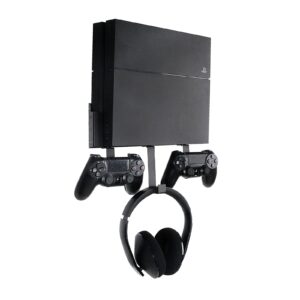 wall mount for ps4, stealth wall mount for ps4 original (old model), with detachable 2 controller holder & headphone hanger, mount on the wall or on the back of the tv