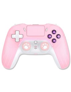 phnixgam pink wireless controller compatible with ps4/ps4 pro/ps4 slim/pc/ios 13.4 above/android 10, gaming controller with touchpad, motion sensor, speaker, headphone jack, led and back button