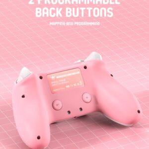 PHNIXGAM Pink Wireless Controller Compatible with Ps4/Ps4 Pro/Ps4 Slim/PC/iOS 13.4 Above/Android 10, Gaming Controller with Touchpad, Motion Sensor, Speaker, Headphone Jack, LED and Back Button