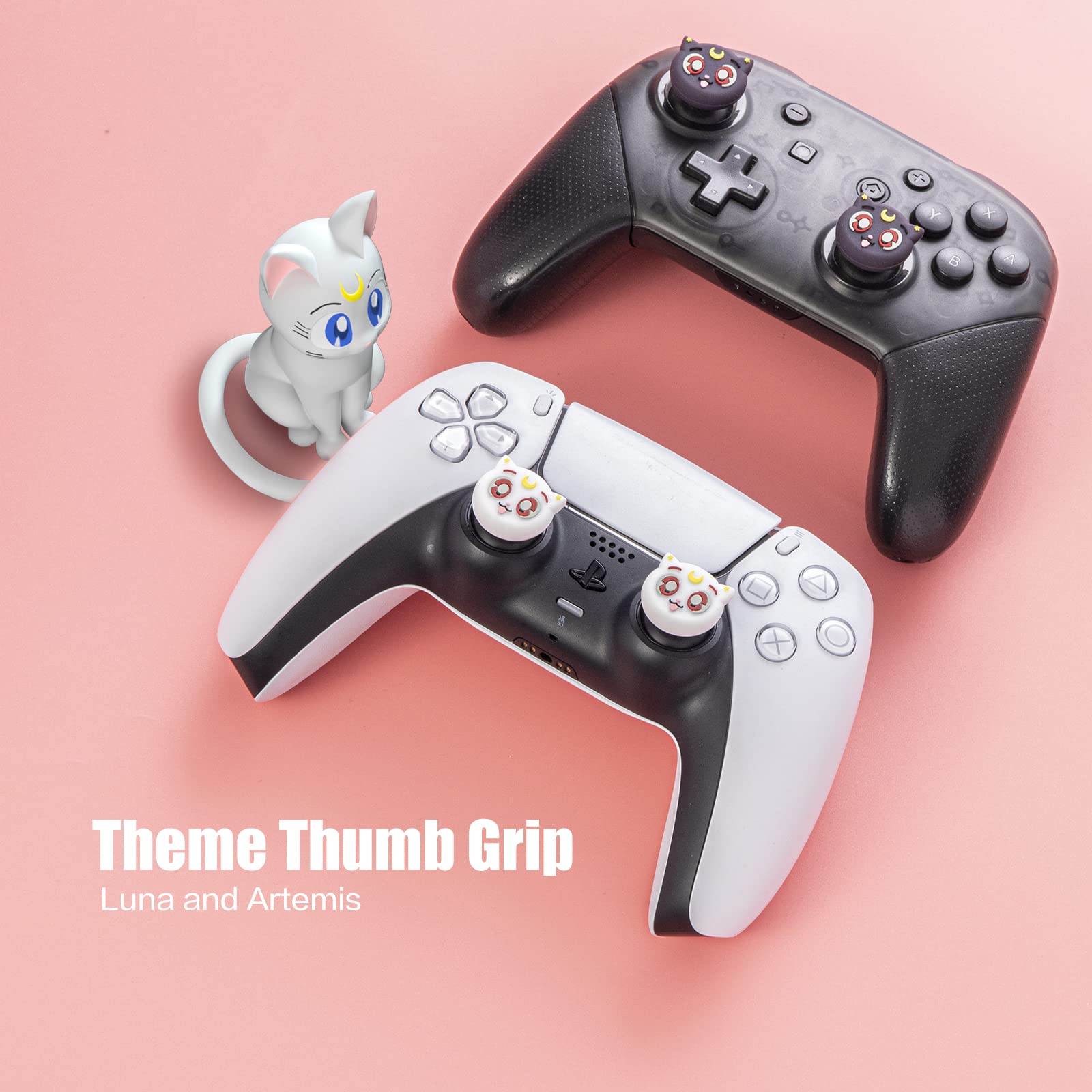 Switch Pro Controller Thumb Grips, Cute Moon Cat Thumb Grips for Switch Pro Controller, PS5 Controller, PS4 Controller, Xbox Controllers