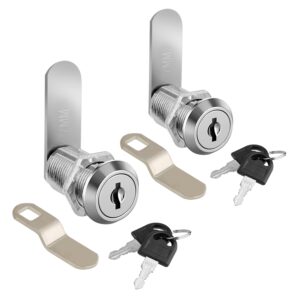 LAIWOO Cabinet Locks with Keys, 2 Pack 1-1/8 Inch Cylinder Lock Cabinet Cam Lock Set for Secure File Drawer Mailbox RV Camper Door Tool Box, Zinc Alloy