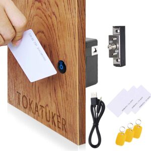 tokatuker invisible cabinet lock, hidden nfc lock diy rfid lock latch with usb cable power for wooden cabinet drawer liquor cabinet open and close pantry secret shelf or concealed panel