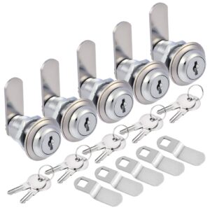 kohree cabinet locks with keys, 1-1/8 inch (28mm) rv locks cam locks for tool box, mailbox locks 5 pack keyed alike, rv storage locks, rv compartment locks, drawer lock, cylinder lock, zinc alloy