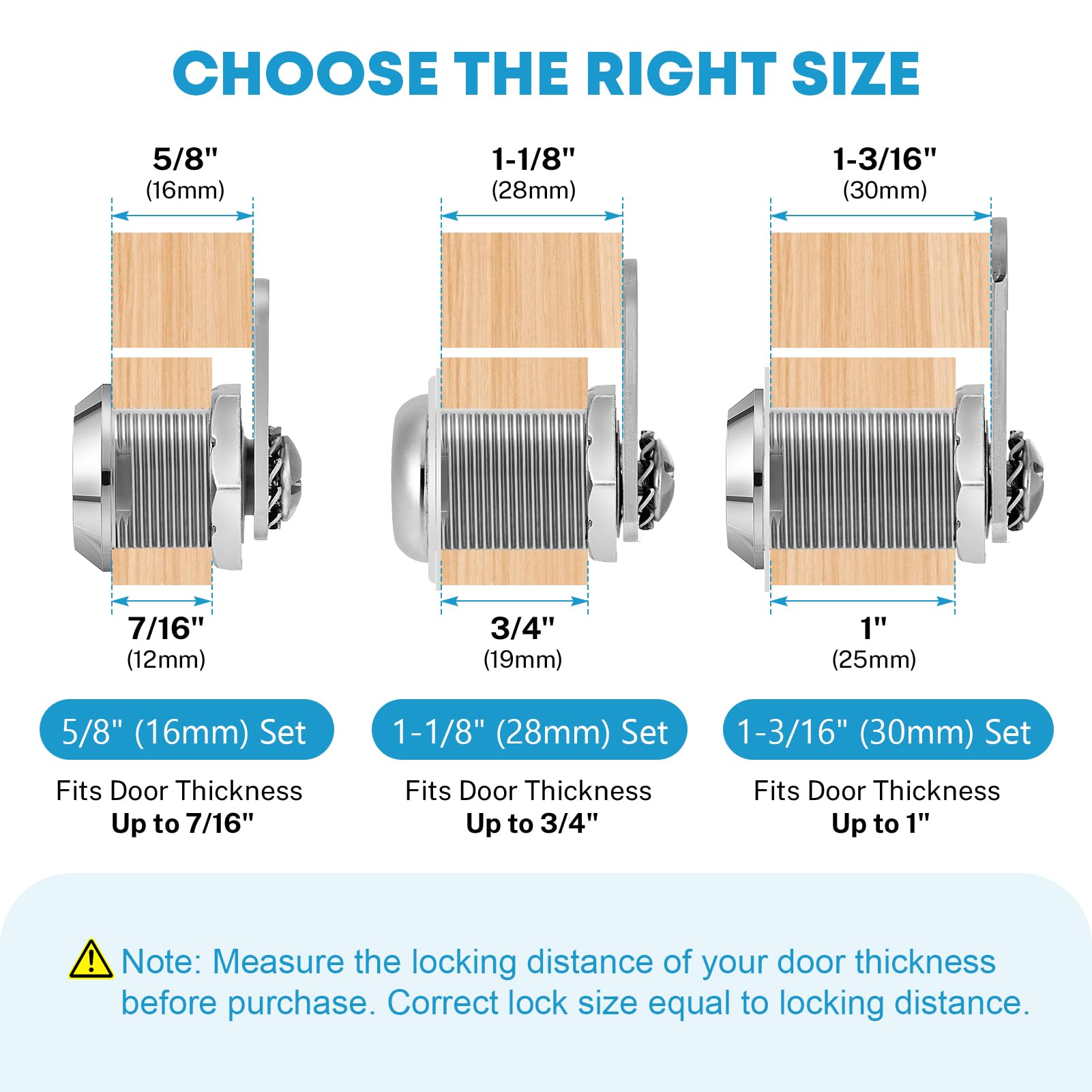 Kohree Cabinet Locks with Keys, 1-1/8 Inch (28mm) RV Locks Cam Locks for Tool Box, Mailbox Locks 5 Pack Keyed Alike, RV Storage Locks, RV Compartment Locks, Drawer Lock, Cylinder Lock, Zinc Alloy