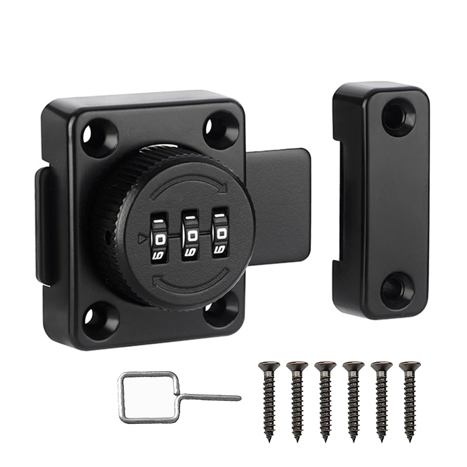 Cabinet Locks with Combination, Tcyoatoa Cabinet Latch, Metal Closet Locks, Exposed Installation for Small One-Way Door or Drawer with Matching Screws, Wide Use for Kiechen, Closet, Shed, Office