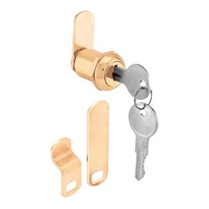 Prime-Line U 9944 Drawer and Cabinet Lock – Secure Important Files and Drawers, 7/8 in., Diecast Housing with Brass Finish, Fits on 9/16 in. Max Panel Thickness (1 Kit)