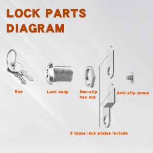 Cabinet Locks with Keys, 5/8" Cabinet Lock with Key, Drawer Locks for Cabinets, Drawer Lock, Cam Lock, Mailbox Lock, File Cabinet Lock, Tool Box Lock, Safety Locks for Cabinets and Drawers (1 PCS)