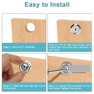 Pertinel Cam Locks Cabinet Locks Keyed Alike, 1-3/8'' (Length) Cylinder Fits on 1-1/8'' Max Panel Thickness, Secure Files Drawers RV Storage Locks Replacement Set, Zinc Alloy (1-3/8 Inch 2Pcs)