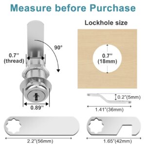 Pertinel Cam Locks Cabinet Locks Keyed Alike, 1-3/8'' (Length) Cylinder Fits on 1-1/8'' Max Panel Thickness, Secure Files Drawers RV Storage Locks Replacement Set, Zinc Alloy (1-3/8 Inch 2Pcs)