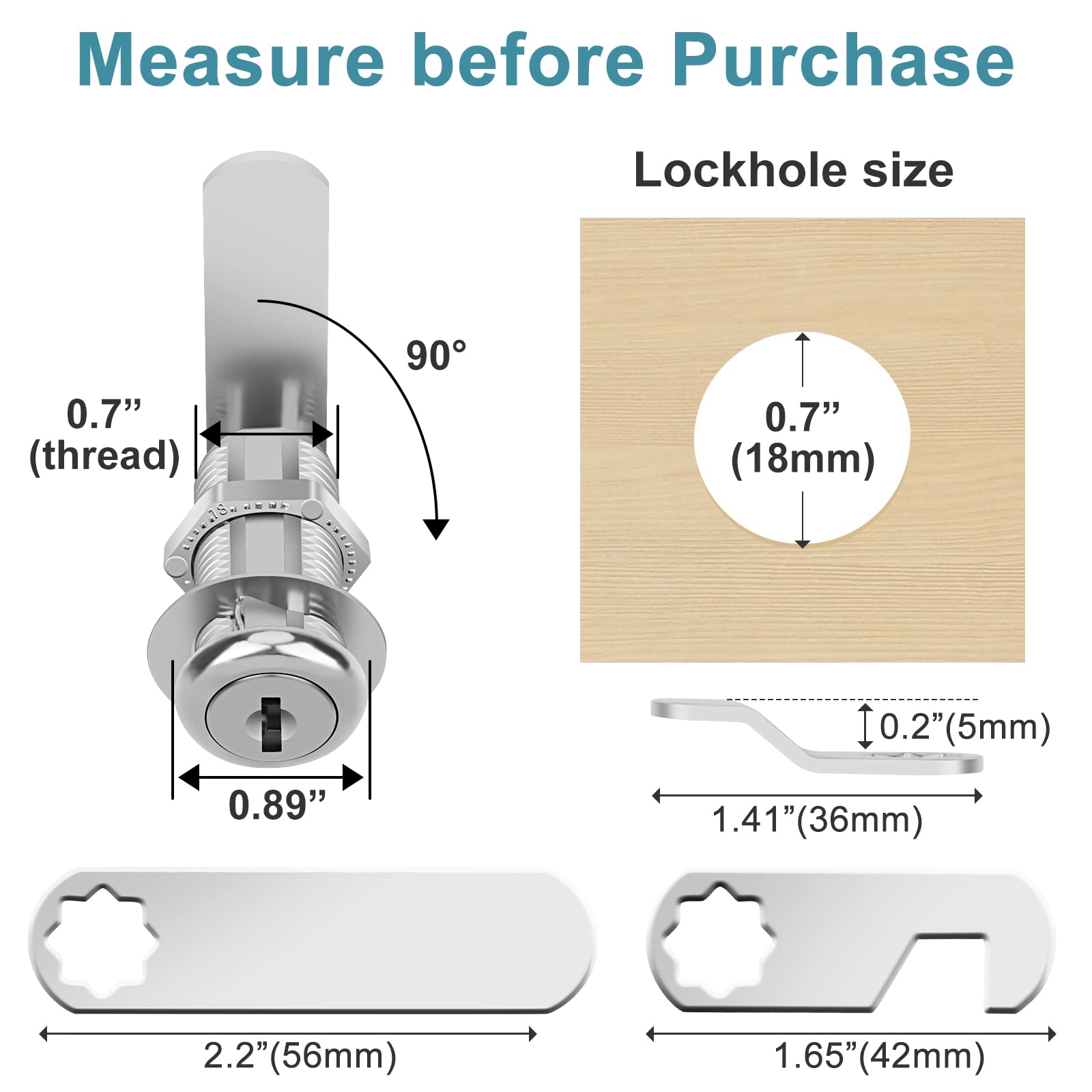 Pertinel Cam Locks Cabinet Locks Keyed Alike, 1-3/8'' (Length) Cylinder Fits on 1-1/8'' Max Panel Thickness, Secure Files Drawers RV Storage Locks Replacement Set, Zinc Alloy (1-3/8 Inch 2Pcs)