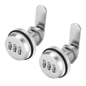 2 pack combination cam lock password coded lock 3-digit security cabinet cam lock 3/4 inch cylinder chrome finish drawer file cabinet lock for office home mailbox door storage cabinet