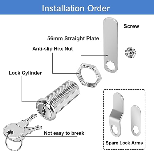 Cylinnda Cabinet Locks with Keys, 1-1/8" Cam Locks Keyed Alike, Quality Cabinet Cam Lock for RV Storage Locks Drawers Mailbox Toolbox Lock Replacement Set, Zinc Alloy (20 Pack, 1-1/8 Inch)